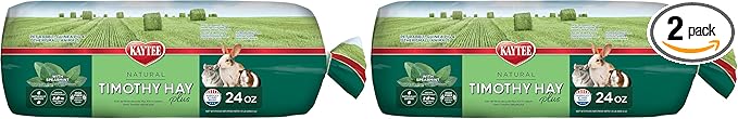 Kaytee All Natural Timothy Hay Plus Mint for Guinea Pigs, Rabbits & Other Small Animals, 24 Ounce (Pack of 2)