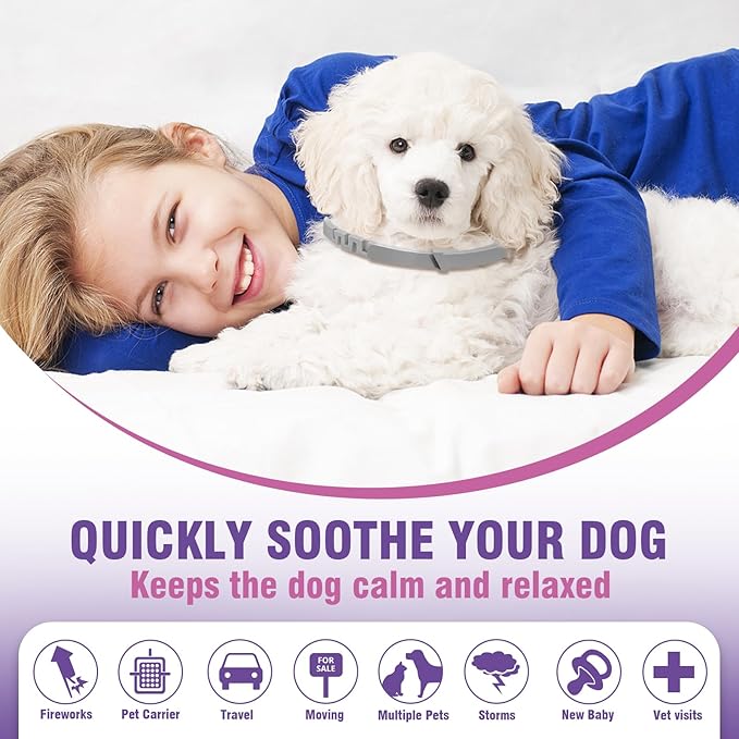 Tcllka Calming Collar for Dogs 4 Packs Dog Pheromone Calm Collars Relief Anxiety Stress Separation Lasts 60 Days