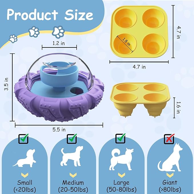 YINEYA Interactive Dog Toy, Feeder Toy with Adjustable Treat Dispensing & DIY Frozen Treats, Dog Enrichment Toys to Keep Them Busy and Mental Stimulation