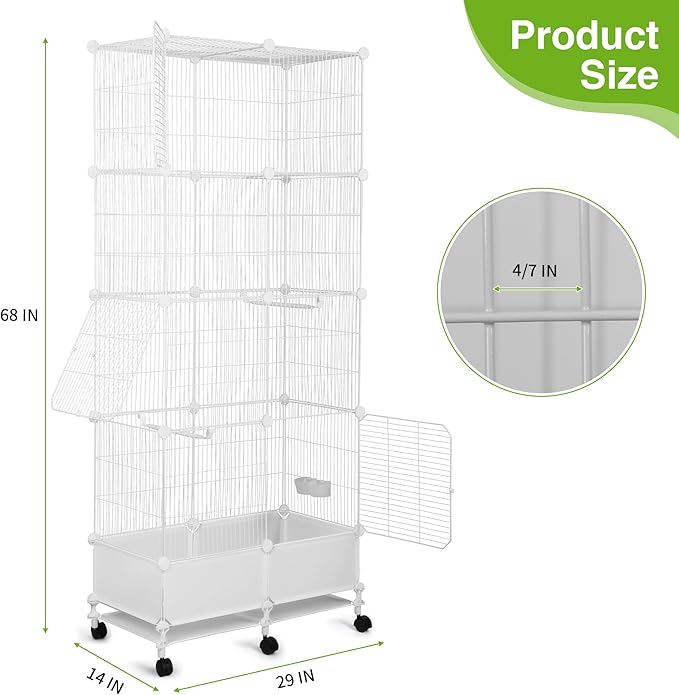 69" H Large Bird Flight Cage with Bottom Splash Guard,White Extra-Narrow Bar Spacing Parakeet Cage with Stand,Includes Parrot Toys&Supplies,Tall Rolling Birdcage for Small to Medium Birds,28" Lx15 W