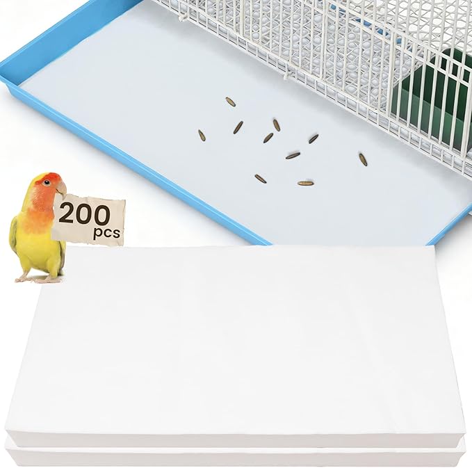 31.5x23.6in Bird Cage Liners - 200 Sheets Pre-Cut Disposable Cage Tray Liners, High Absorbent Non-Woven Pads for Parrots, Cockatiels and Small Animals