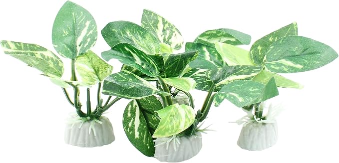 Soft Aquarium Plants Betta Fish Tank Decorations, Green, 2 Inch | Betta Leaf Pad, Silk Plastic Artificial Plants, 4Pcs Set, For Aquarium Reptile Tank Decor
