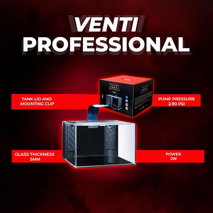 Aquatop Venti Professional Showcase Glass Aquarium Kit, 5-Gal - All-in-One for Freshwater - LED Light, Breza Air Pump & Replaceable Filter Cartridge | Freshwater setup, LED light, Breza air pump, replaceable filter cartridge