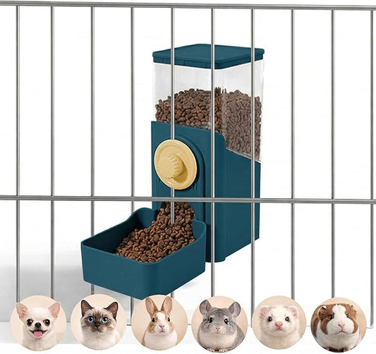 Auto Gravity Food Dispenser for Cage Hanging, 41OZ Capacity Hanging Automatic Pet Cage Feeder, Food Bowl for Cats Dogs Rabbit Ferret Chinchilla Bird Hedgehog Guinea Pig (Dark Blue)