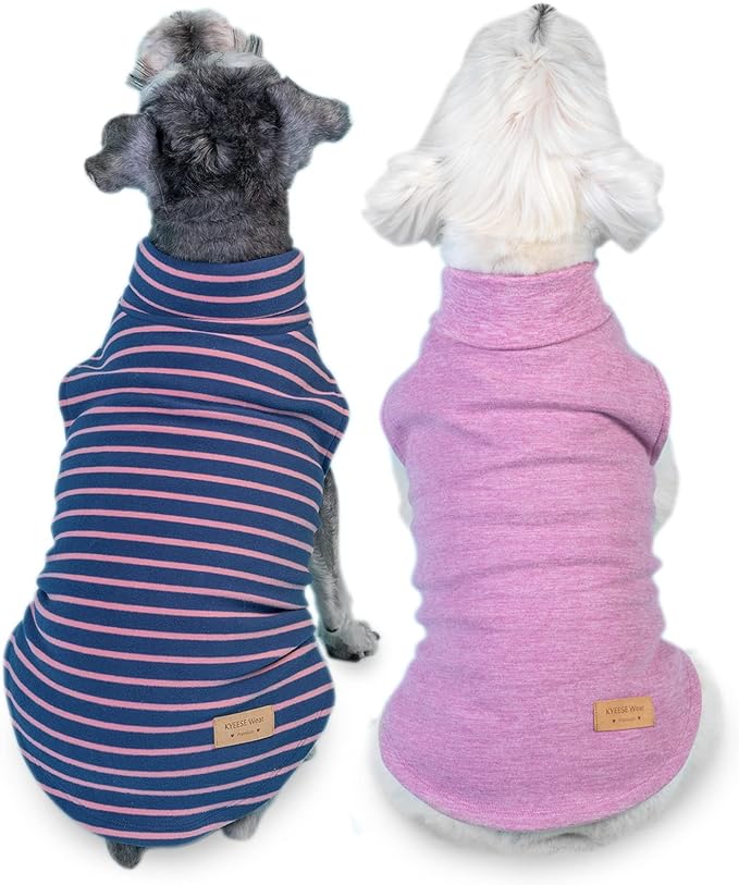 KYEESE 2Pack Dog Sweater Soft Dogs Clothes Warm Pets Clothes Turtleneck Pets Coats Dog Sweaters for Small Dogs Girl Pullover Small Pet Sweaters Stretchy Pet Sweatshirt