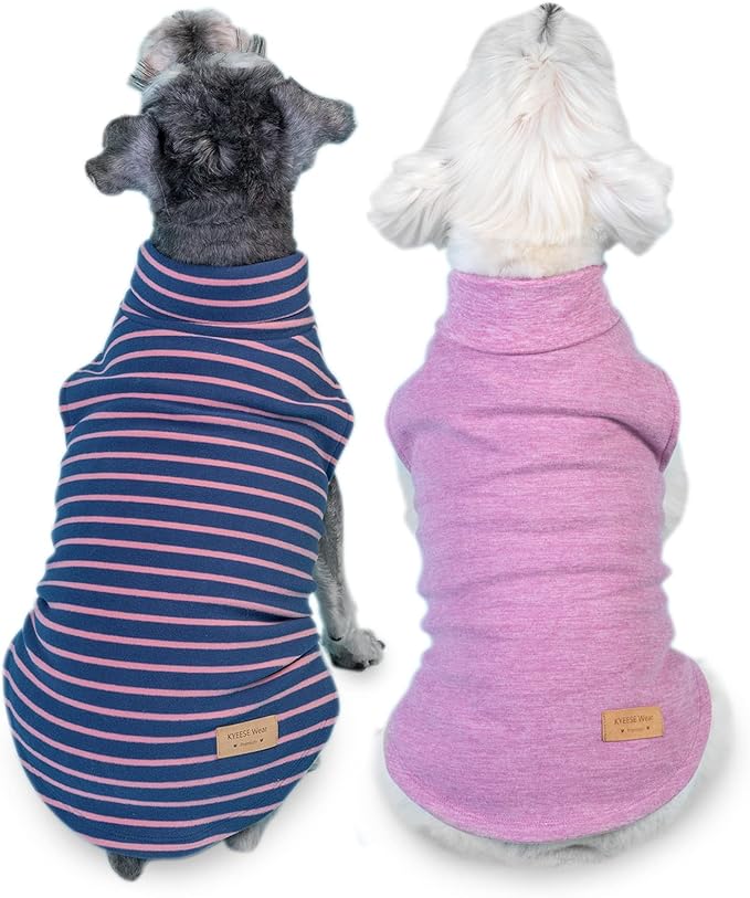 KYEESE 2Pack Dog Sweater Warm Dogs Clothes Turtleneck Dog Sweaters for Small Dogs Girl Stretchy Pets Clothes Turtleneck Pet Sweatshirt Soft Pet Coats