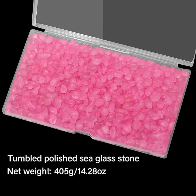 QEQEKAKA Sea Glass Stones for Crafts 1LB Rose Red Pebbles Gemstones Bulk | Small Glass Stones for Beaching Wedding DIY Decor Aquarium Turtle Tank Vase Filler (405g/14.28oz)