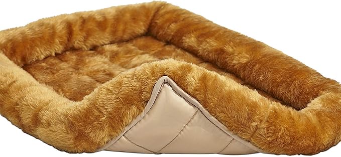 MidWest Homes for Pets QuietTime Dog Bed – Cinnamon Faux Fur Bolster, Ultra-Soft and Machine Washable, Fits 36-Inch Crates and Carriers, for Medium to Large Breed Dogs