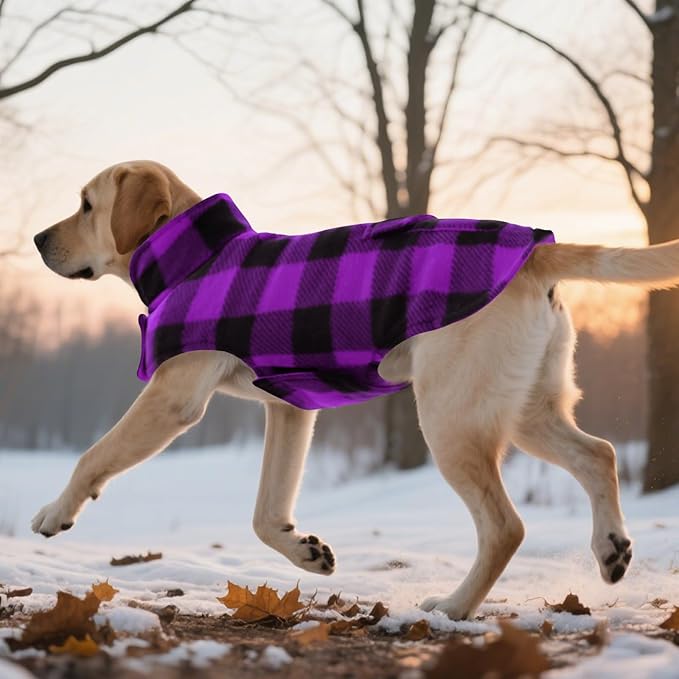 ASENKU Dog Jacket Plaid Reversible Reversible Dog Vest Waterproof Cold Winter Clothes Pet Apparel for Small Medium Large Dogs (XL, Purple)