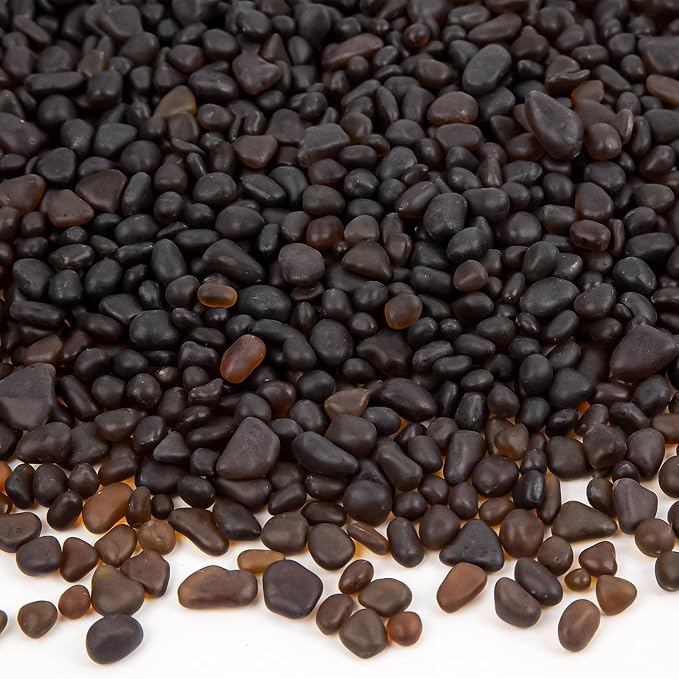 QEQEKAKA Sea Glass Stones for Crafts 0.5LB Dark Brown Pebble Gemstones Bulk | Small Glass Stones for Beaching Wedding DIY Decor Aquarium Turtle Tank Vase Filler (187g/6.6oz)