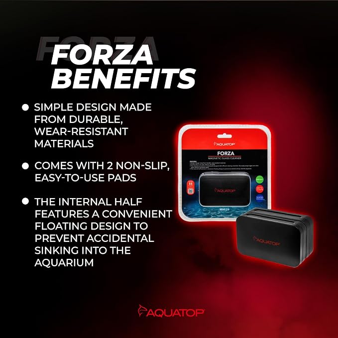 Aquatop Forza Floating Glass Cleaning Magnet 3.94 x 2.36 x 1.77 in – Suitable for 3/8-1/2 in Glass Thickness, Easy Aquarium Cleaning, MGC-10