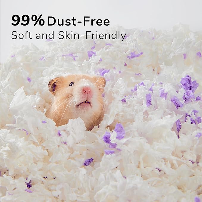 99% Dust-Free Soft Natural Paper Bedding with Odor Control, for Hamsters, Guinea Pigs, Rabbits, Chinchillas, Rats, Mice, Gerbils, Bunniess, Rodents, Small Animals - 80 Liters (Mixed Colors)