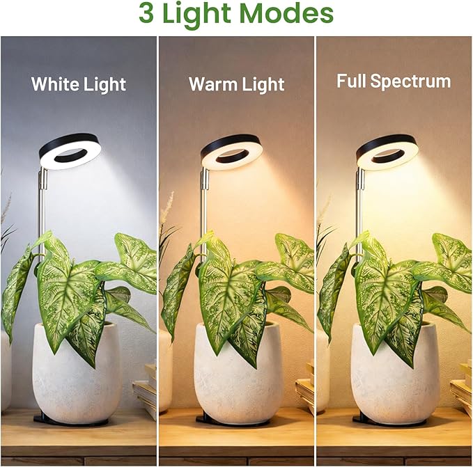 LBW Grow Light for Indoor Plants, Full Spectrum Plant Light with Base, Height Adjustable Plant Growing Lamp with Auto On/Off Timer 6/8/12/16H,3 Colors,5 Dimming Levels, for Small Plants, Black,5 packs