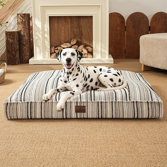 SOMAHE 4 Inch Orthopedic Dog Bed for Crate, 35 x 27 Inch, Black Chenille | Washable Removable Cover, Waterproof Inner Liner, Non-Slip Bottom, Orthopedic Dog Crate Mattress for Medium & Large Dogs