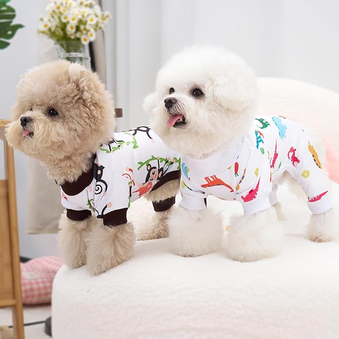 XPUDAC 4 Pack Dog Pajamas Soft Strechy Summer Doggie Clothes for Small Medium Dogs Boy Girl Dog Onesie Puppy Pjs Cat Apparel-Medium