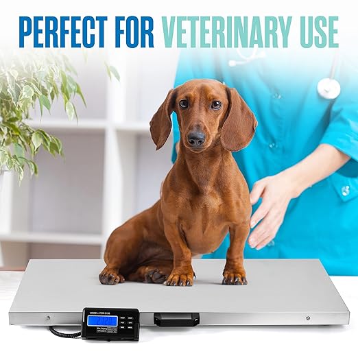 Houseables Dog Scale, Dog Scale for Large Breed, Pet, 660 LB, Livestock, Pet Weight, Animal, Veterinary, Sheep, Goat, Pig, Shipping, Packages, Weighing, Puppy, Vet, Heavy Duty, Digital, 41x21 Platform