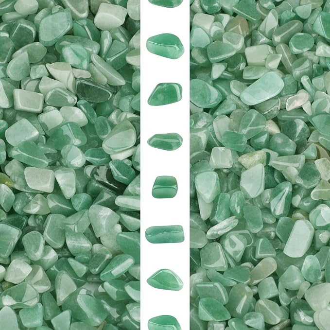 gemshan 2lb Aventurine Quartz Chips Natural Crushed Crystal Chip Bulk 7mm-9mm Tumble Healing Crystal Stone for Aquarium Vase Plant Decoration Jewelry DIY