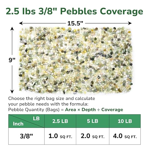 GreatBuddy 2.5-lb Decorative Rocks for Indoor Plants, 3/8" Jade Pebbles for Planters, Gravel for Succulent, Vases, Bamboo, Garden Landscaping, Crafts, Aquariums, Natural Polished