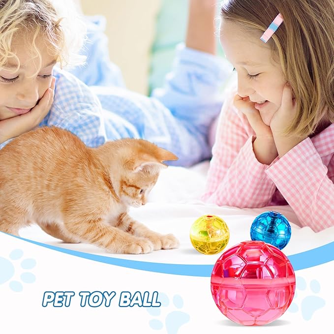 Sratte 6 Pcs Ghost Hunting Cat Ball Activated Cat Toy Motion LED Light Pet Balls Motion Dog Interactive Pet Toys Glowing Mini Running Exercise Supplies for Animals Activity