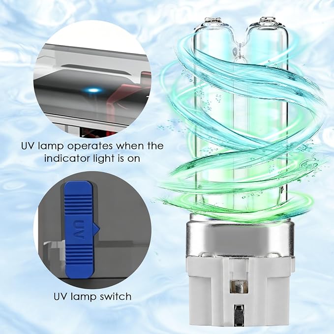 Aquarium Filter 317GPH for 40-70 Gallon Fish Tank, Hang On Back U-V Light Surface Skimmer Sponge, 4-Stage Water Cleaner Freshwater Saltwater Green Killing Deodorization Machine Crystal Suspension