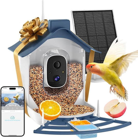 Mother’s Day Present, Smart Bird Feeder with Camera, Solar Powered Bird Feeder Camera with AI Bird Identification, Bird Watching Camera Outdoor, Auto Capture & Notify, Ideal Present for Bird Lover