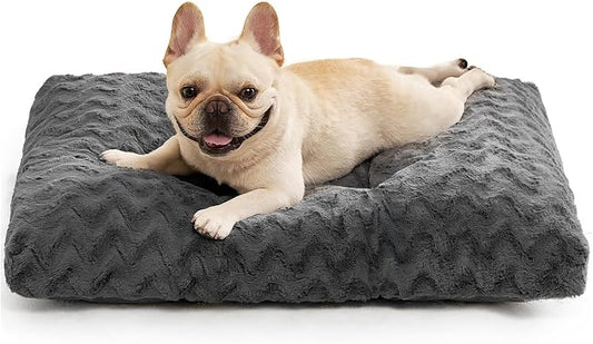 EHEYCIGA Washable Medium Dog Bed for Crate 29x21 Inch, Kennel Pad for Dogs Up to 35 lbs, Plush and Comfy Pet Sleeping Mat, Charcoal
