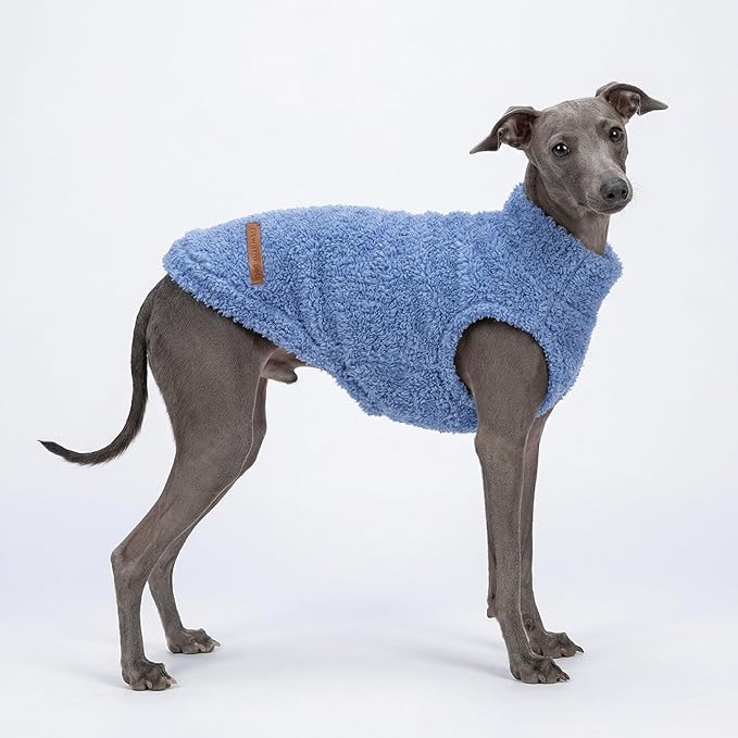 Fitwarm 2 Pack Striped Fleece Dog Sweater, Warm Winter Clothes for Small Dogs Boy Girl, Fuzzy Pet Outfit, Sky Blue, Olive Green, XL