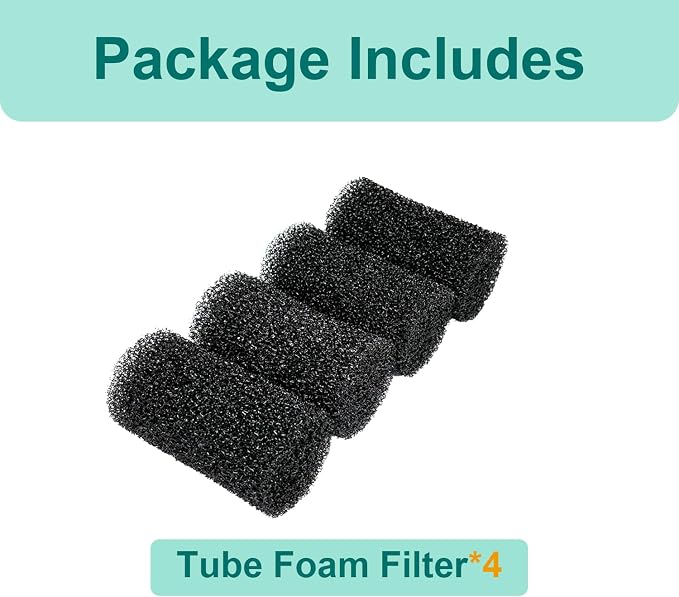 4-Set Pre-Filter Sponge Compatible with Fluval AC20/AC30/AC50 and Fluval C2/C3/C4 Power Filters, Replacement for Aquarium Filter Intake Strainer Sponge, Suitable for Freshwater & Saltwater Aquariums