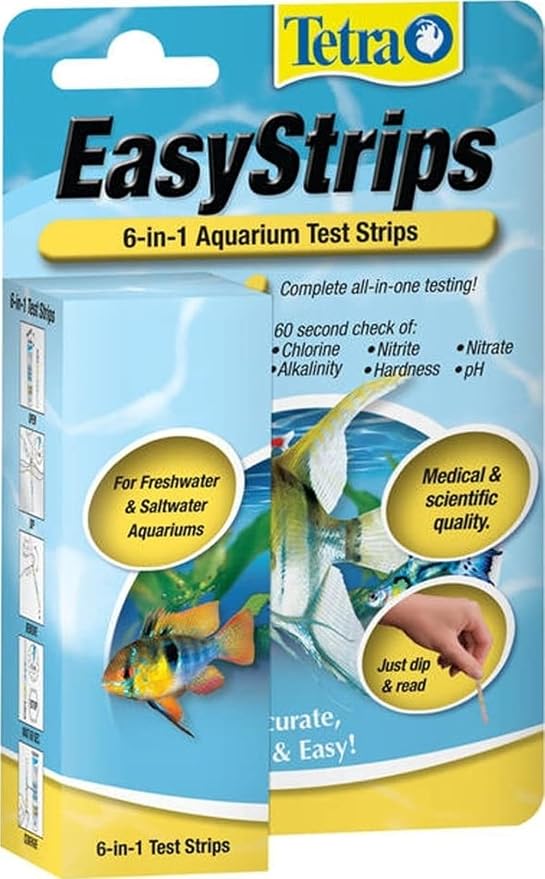 Tetra EasyStrips 6-in-1 Aquarium Water Test Strips, 25 Count | 1 Strip Tests 6 Water Quality Issues, Results In 60 Seconds, For Freshwater Or Saltwater Fish Tanks, Test Weekly