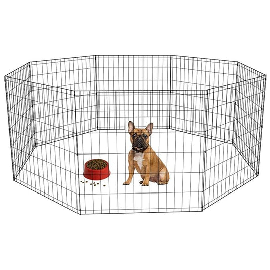 Bestpet 24 Tall Foldable Dog Playpen Crate Fence Pet Kennel Play Pen Exercise Cage 8 Panel Black, 24"