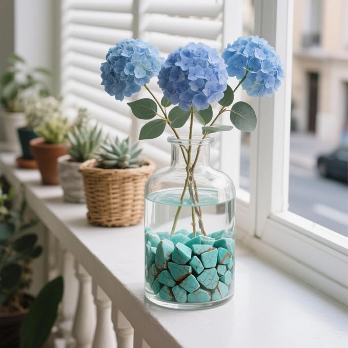 0.96LB Crushed Quartz Aquarium Gravel Vase Filler Succulent Rocks Home Decor Fish Tank Stones Pebbles Polished Bulk Irregular Shaped - Artificial Turquoise