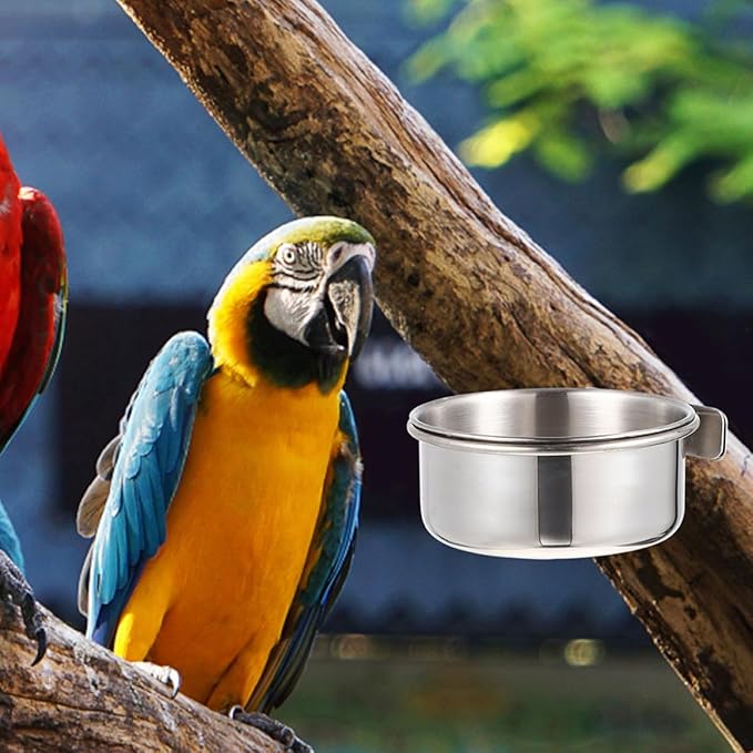 4pcs Stainless Steel Bird Bowls for Cage Feeding, 10cm Small Pet Food and Water Dishes, Sturdy Coop Cups for Parakeets, Small Parrots, and Small Birds