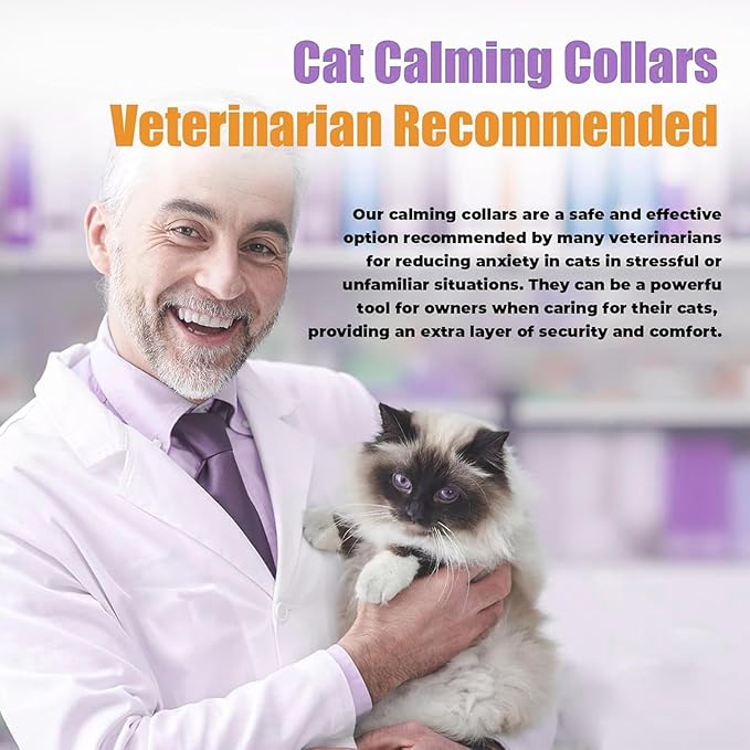 6 Pcs Calming Collar for Cats Adjustable Pheromones Relaxing 180-day Lasting Effect Cat Calming Collar with 2 Gold Pendant for Reduces Stress Anxiety, up to 15 Inches(Purple, Black)