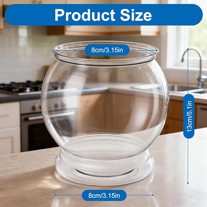Mini Plastic Fish Bowl, 38 Oz Decorative Small Fishbowl, Round Plastic Fish Tank, Unbreakable Aquarium Fish-Bowls for Party Decorations, Centerpiece Vases, Hydroponic Planter and Home Decorations