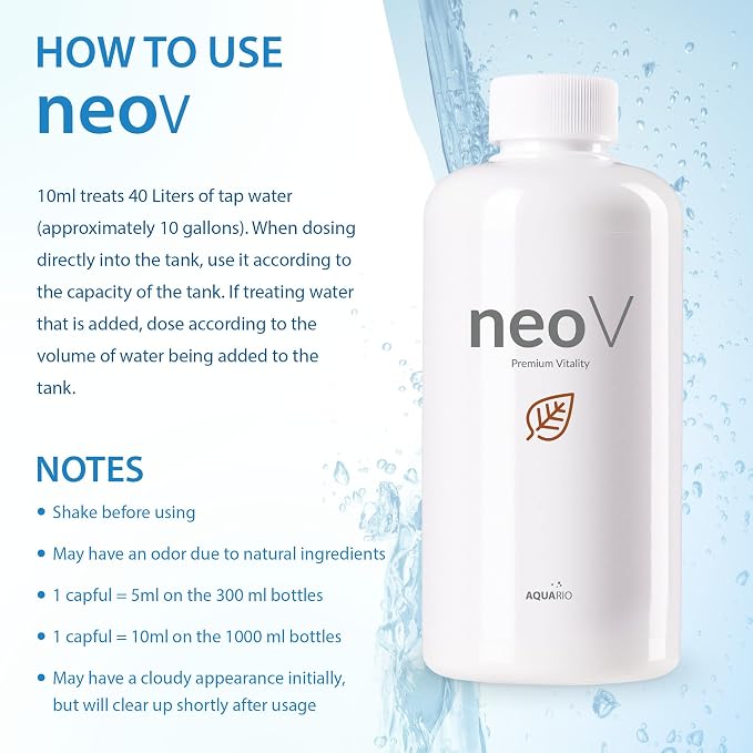 Aquario Neo V - Liquid Conditioner for Freshwater Fish Tank, Enhances Fish Health, Stabilizes Aquarium Water Quality, Ideal for Aquascaping - Water Conditioner for Aquarium Tank - 300ml