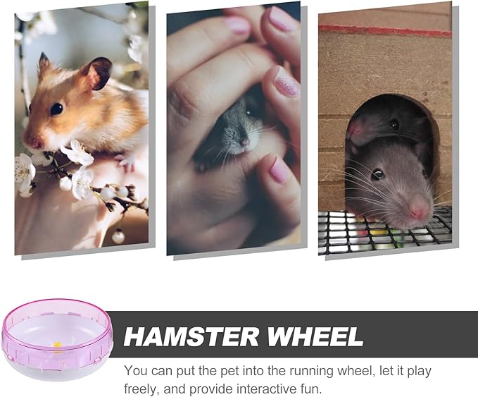 SHINEOFI Silent Hamster Wheel Plastic Exercise Toys for Small Animals Hamsters Gerbils Hedgehogs Household Pet Running Wheel 6.88In Pink 翻译：SHIN