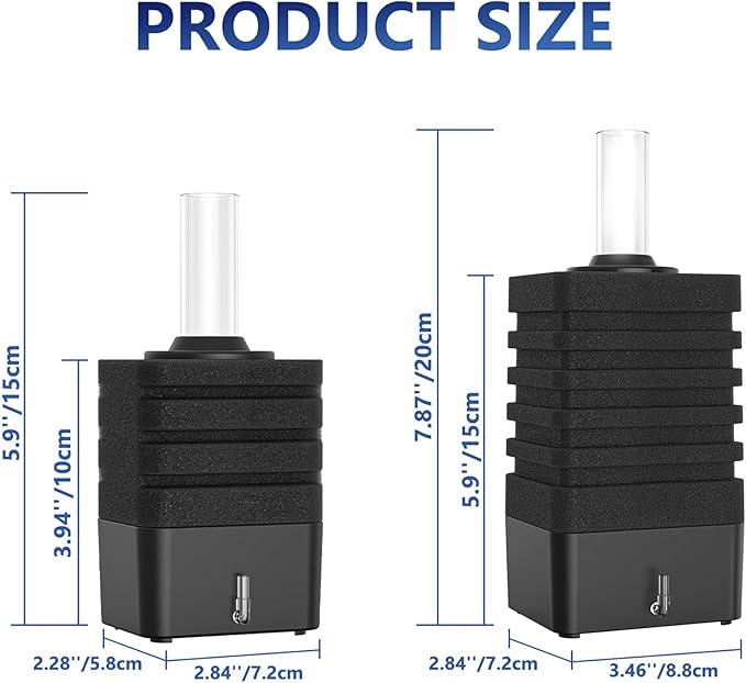Moonorange Aquarium Bio Sponge Filter, Super-Quiet Submersible Fish Tank Foam Filter with 1 Spare Sponge, Suits Tanks Within 110 Gallon(L)