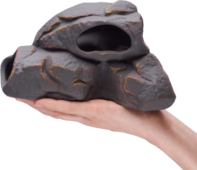 Aquarium Ceramic Decorations Cave Betta Stone Decor - Aquarium Fish Tank Hideway Decor for breeding Cichlids Plecos Betta Toys Hideout (Magma Rock)