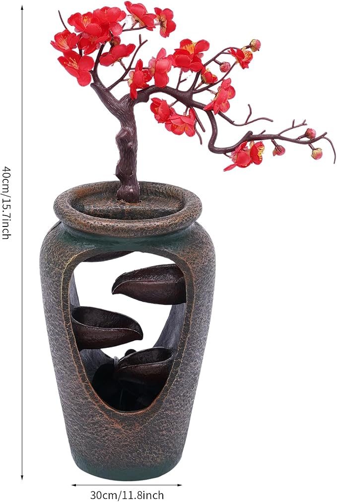 Indoor Fountain Rockery Tabletop Fountain with an Atomizer Elaxation Water Feature Meditation Desktop Fountains for Home Office Decor or Giving 11.8' x 6.3'' x 20'' with LED Light