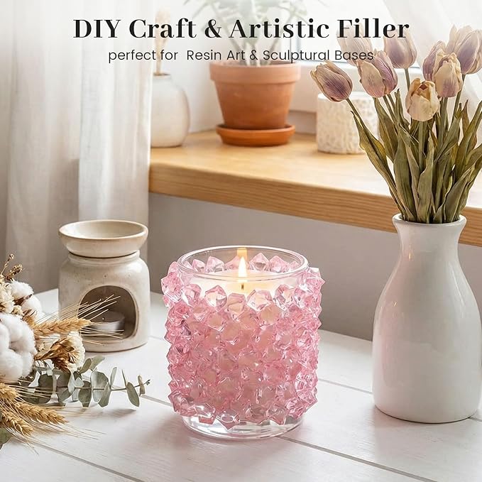 DOMESTAR Pink Fake Ice Rocks, 150 PCS Acrylic Crystal for Vase Fillers | Fake Diamonds for Table Centerpieces Birthday Party Decor, Fish Tanks Decor Table Scatter DIY Craft Supplies