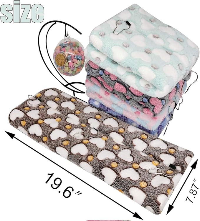 LEFTSTARER Hanging Tunnel for Small Animals Guinea Pig Accessories Sugar Glider Cage Accessories Hamster Rat Toys Ferret Hammock（Heart-Purple）