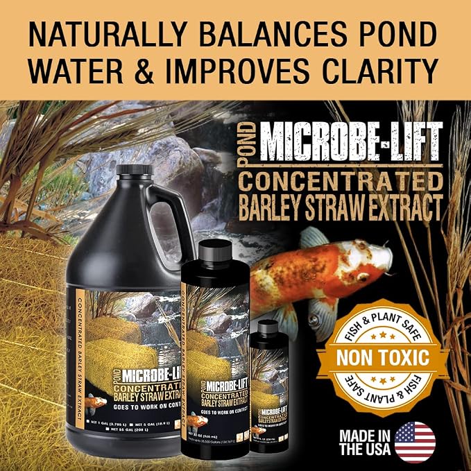 Microbe-Lift Concentrated Barley Straw Extract Conditioner for Ponds – 1 Gallon – Safe for Koi Fish, Plants & Decorations – Natural Pond Conditioner, Cost-Efficient & Organic Solution