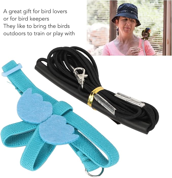 Pet Parrot Bird Harness Leash, Adjustable Parrot Nylon Leash Bird Flight Harness Vest, Bird Flying Clothes with Rope Parrot Flight Suit with Leash for Parakeets Cockatiels Conures Budgies(S)