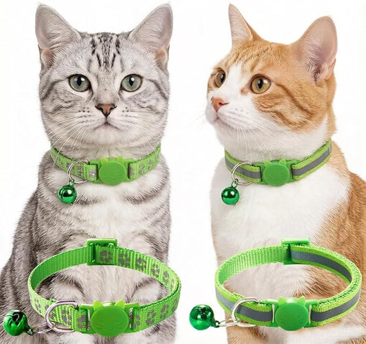 Fluorescent Cat Collar with Bells, 2 Pack Break Away Kitten Collar with Bells, Breakaway Cat Collar for Girl Cats Kitty Adjustable 7.5-12.5 Inch