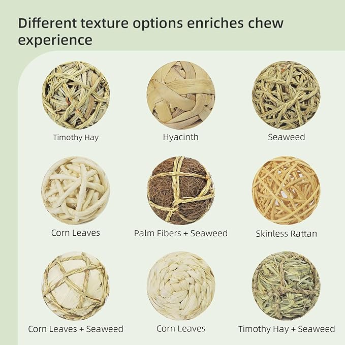 andwe Small Animals Play Balls Rolling Chew Toys & Gnawing Treats for Rabbits Guinea Pigs Chinchilla Bunny Degus - Pet Cage Entertainment Accessories (Pack of 9)