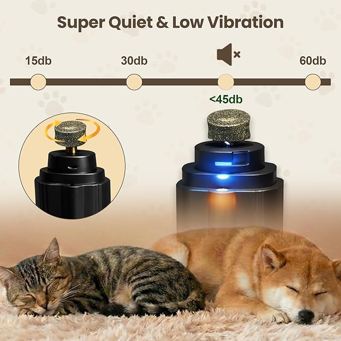 2-in-1 Dog Nail Clippers & Cat Nail Clipper with 2 LED Lights, USB Rechargeable with Safety Guard, Low Noise Grooming Tool for Small, Medium & Large Dog and Cat Nail Trimmer (Black)