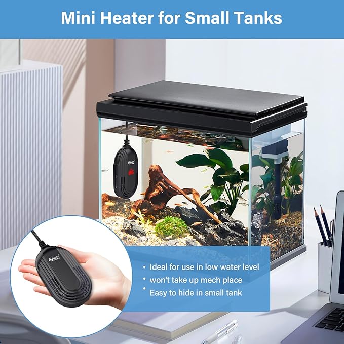 hygger Small Aquarium Heater, 100W Submersible Betta Fish Tank Heater with Adjustable Temperature External Controller, Turtle Heater with LED Display for up to 20 Gallon Tanks