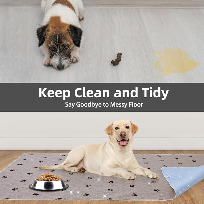 PUPTECK Washable Pee Pads for Dogs - 8 Packs Waterproof Reusable Puppy Potty Training Pads Whelping Mat 18" x 24”- Fast Absorption Non-Slip Pet Food Feeding Mat - Pad for Small Animals