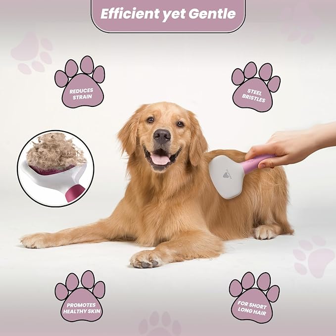 Small Slicker Brush for Grooming - Slicker Brush for Dogs and Cats can act as Deshedding Pet Tool for Healthy Coat Maintenance and Suitable for Short and long Haired Dogs