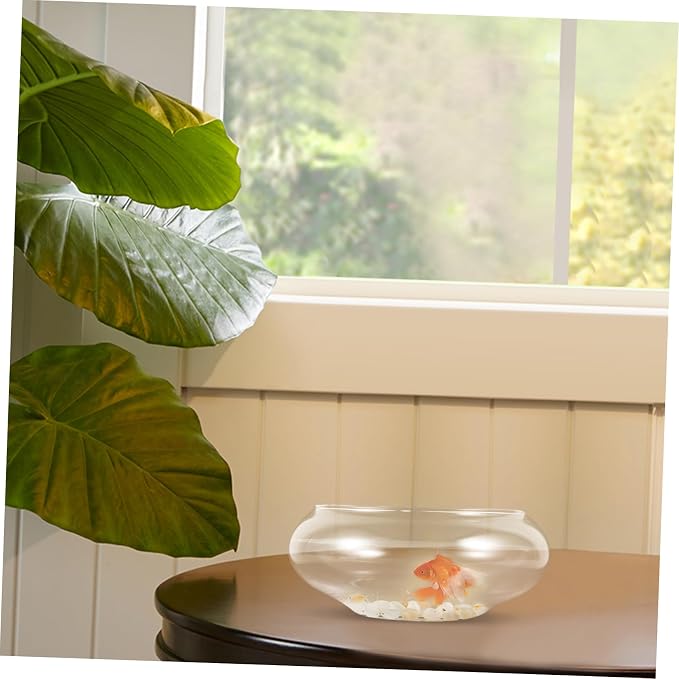 YARNOW Clear Glass Fish Bowl Desktop Fish Tank for Goldfish Shrimp and Plants Hydroponic Flowerpot Portable Fish Keeper Multi Functional Aquarium High Transparency